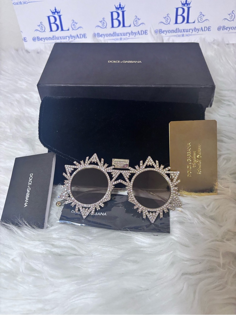 Dolce & Gabbana Limited EDITION Silver Crystal Round Sunglasses with Gray Lenses